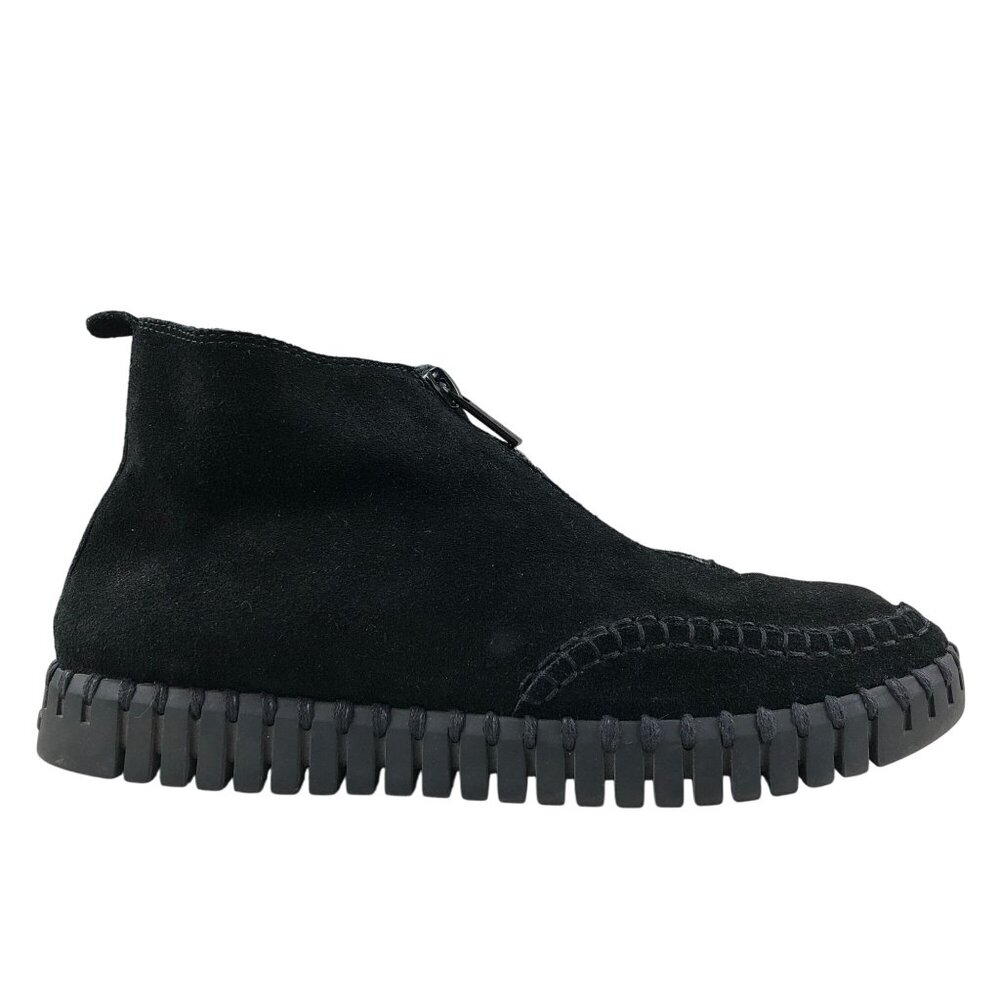 Ilse Jacobsen Women's EU 37 (6.5-7) Tulip Black Suede Front Zip Ankle Boots